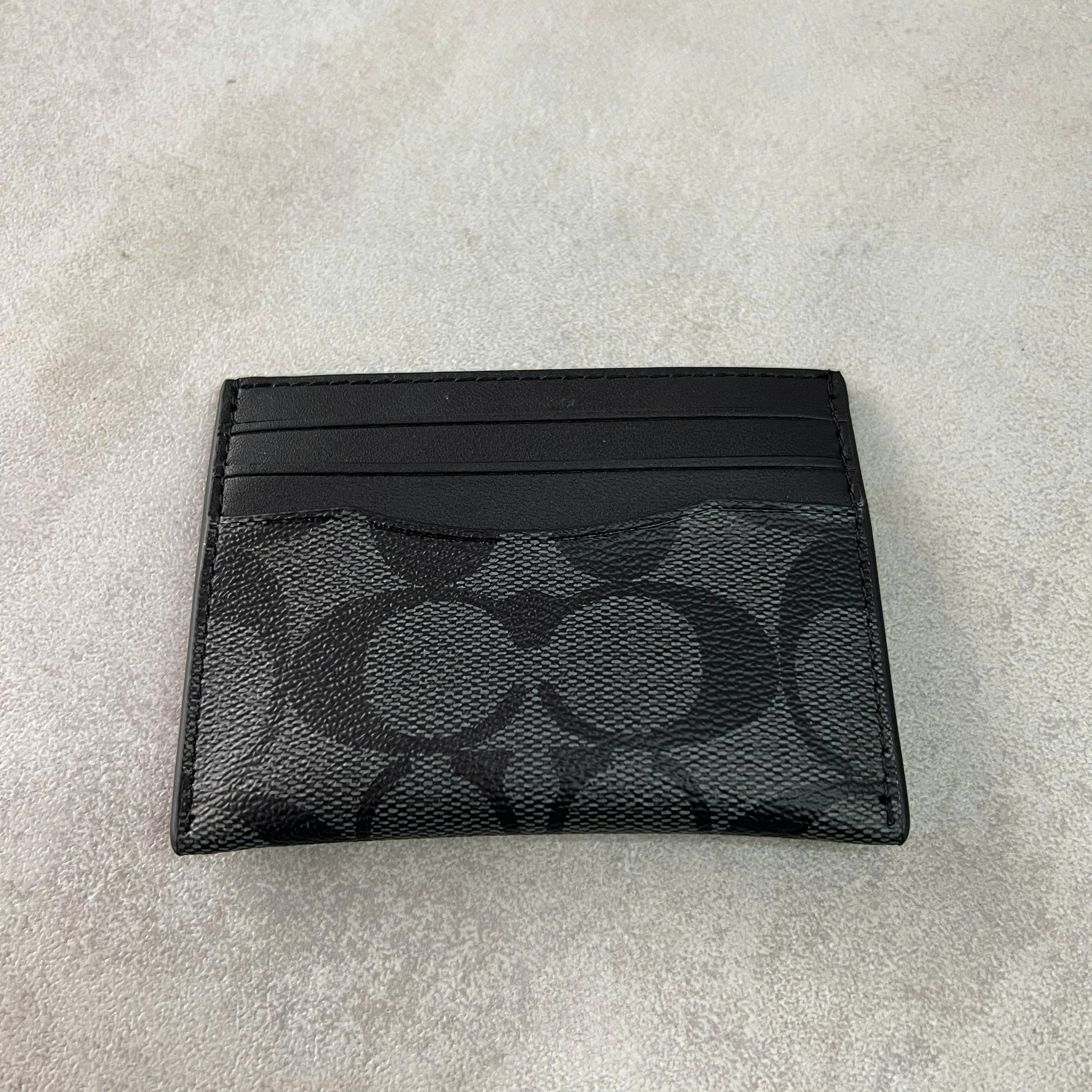 COACH SIGNATURE CANVAS SLIM ID CARD - BLACK