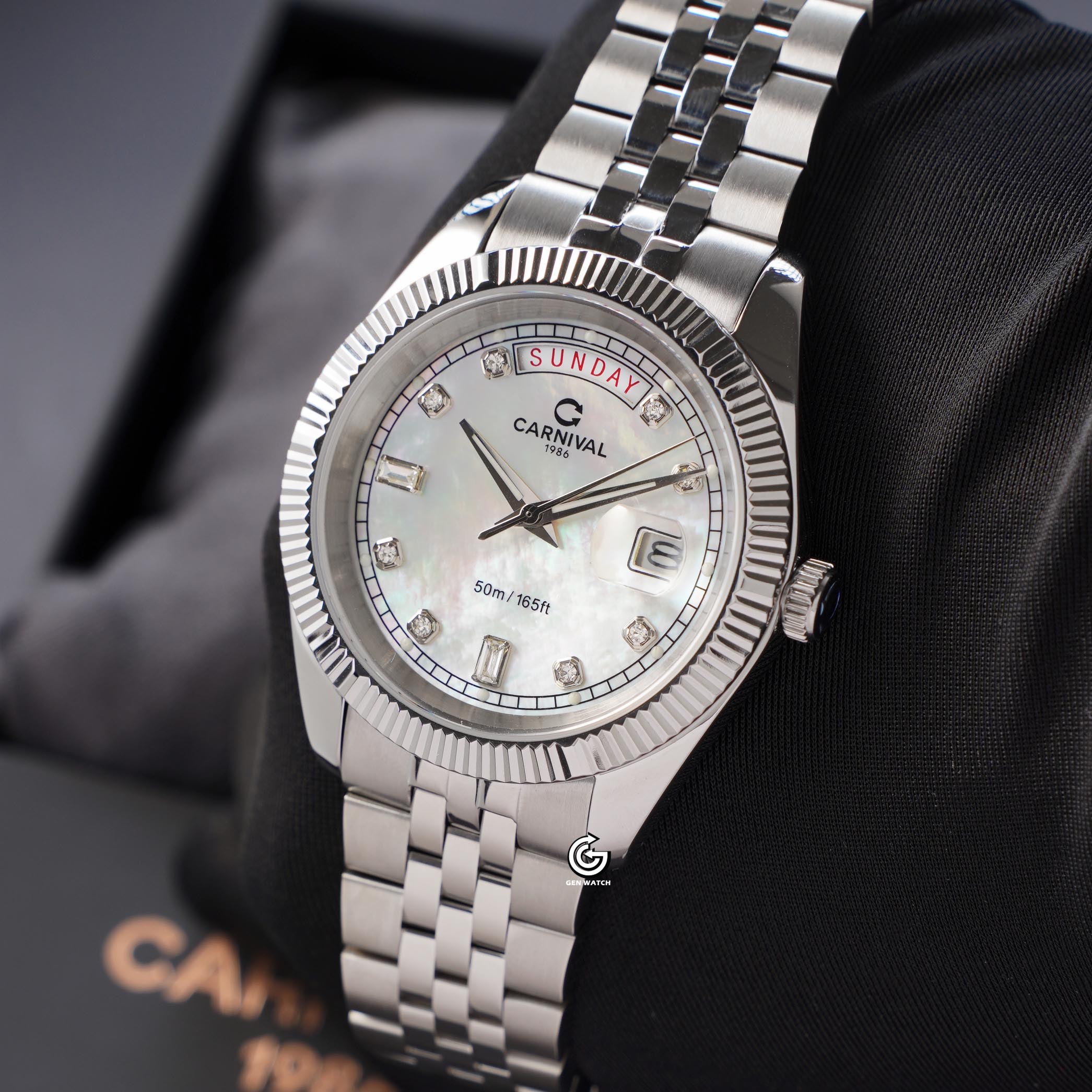 ĐỒNG HỒ NAM CARNIVAL 8190G VT TK QUARTZ 40MM ( XÀ CỪ TRẮNG )