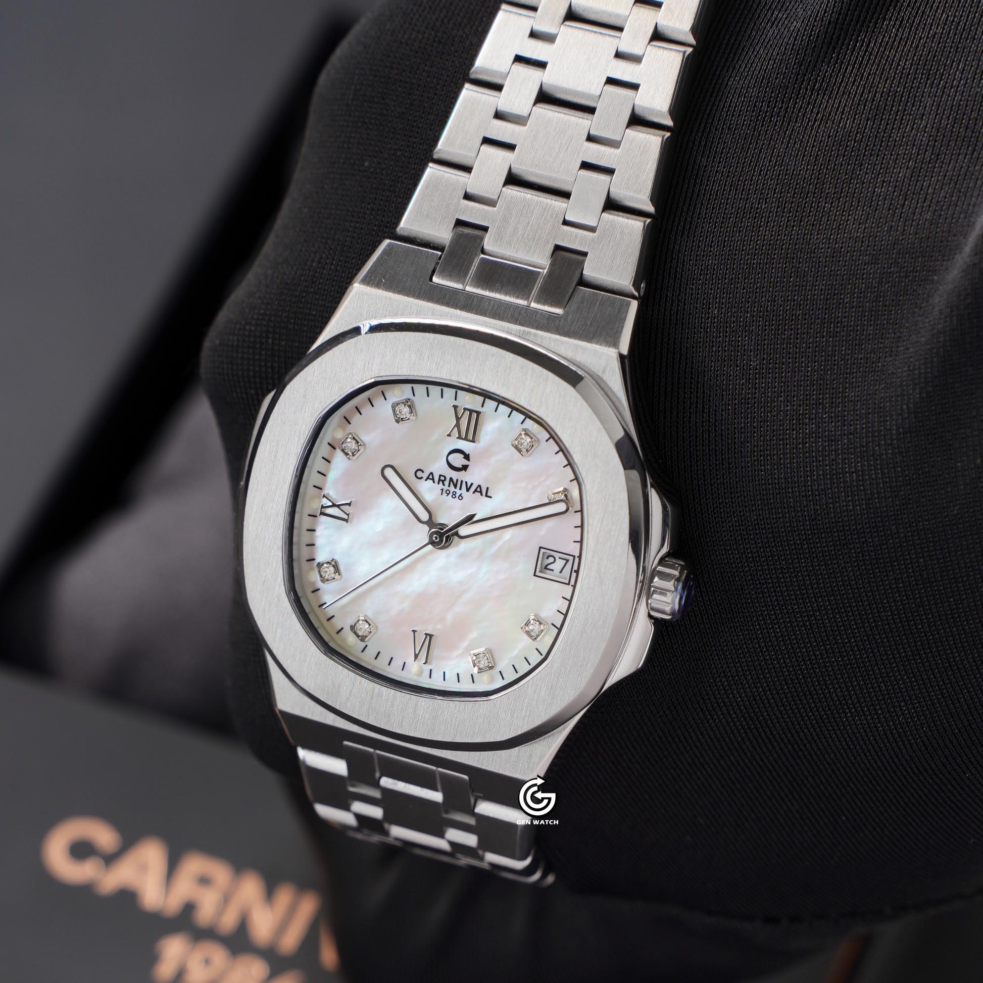 ĐỒNG HỒ NỮ CARNIVAL 8160L VT TK QUARTZ 34MM ( XÀ CỪ TRẮNG )