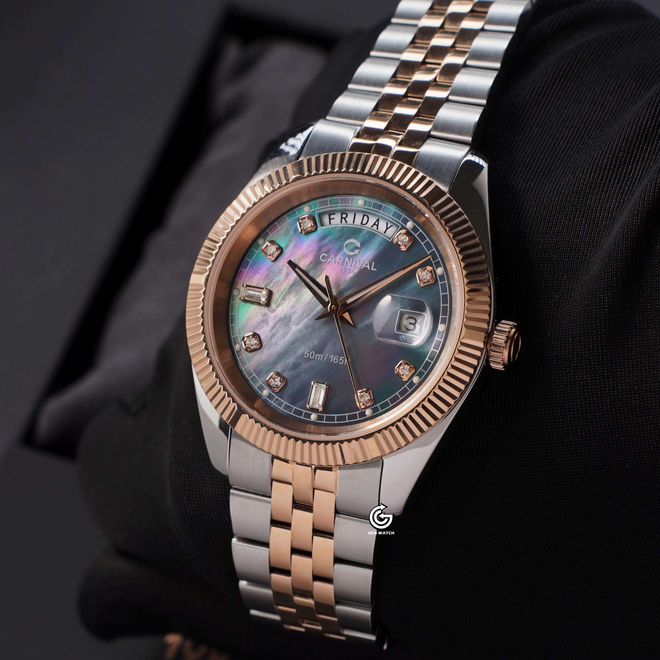 ĐỒNG HỒ NAM CARNIVAL 8190G CH DK QUARTZ 40MM ( XÀ CỪ ĐEN )