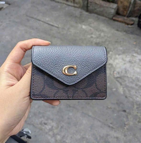 COACH MONOGRAM WALLET - GREY/BROWN