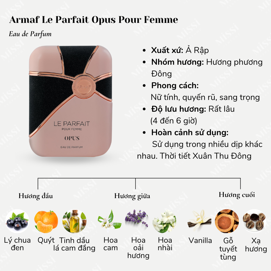 NƯỚC HOA NỮ ARMAF PARFAIT OPUS 100ML