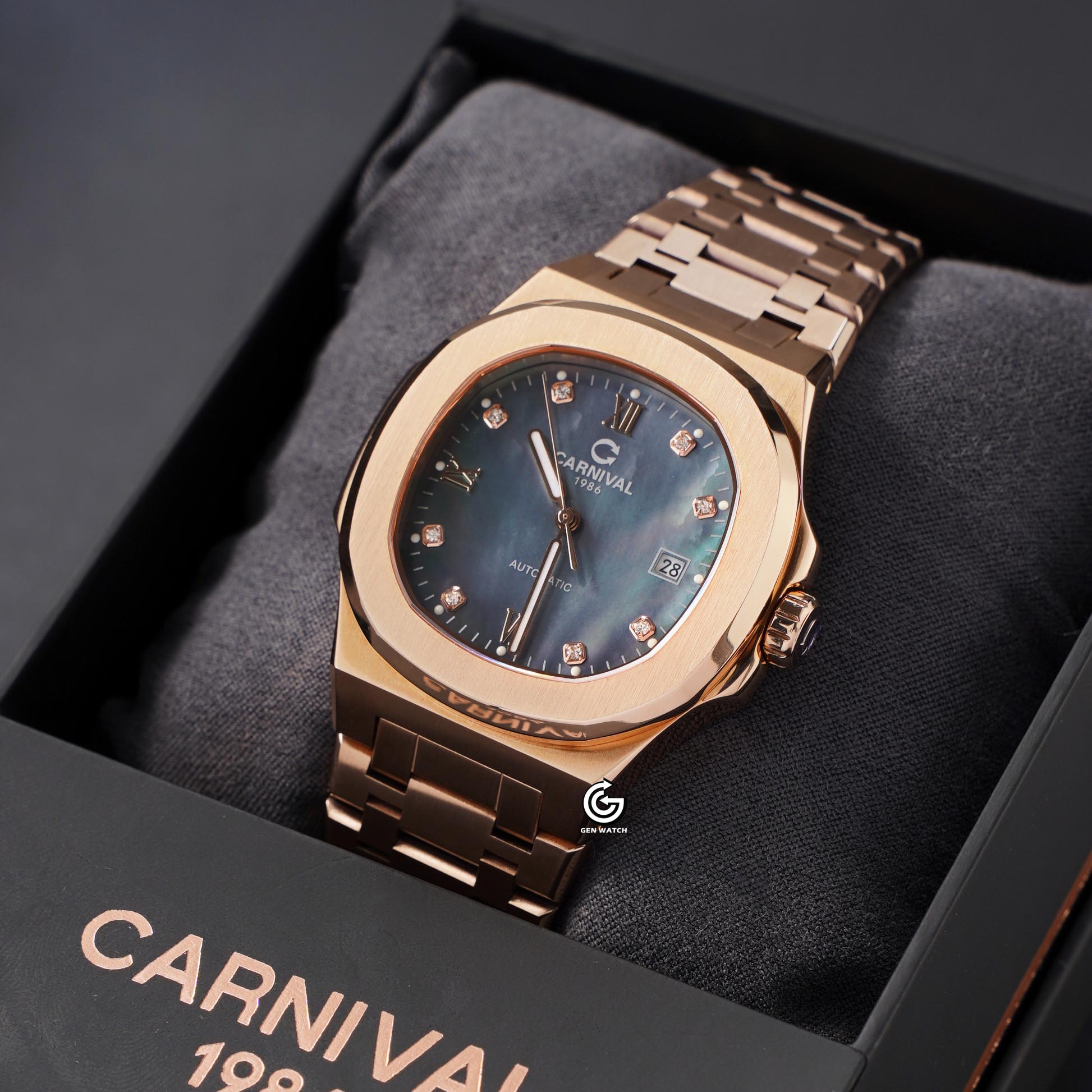 ĐỒNG HỒ NAM CARNIVAL 8160G VH DK AUTOMATIC 41MM ( XÀ CỪ ĐEN )