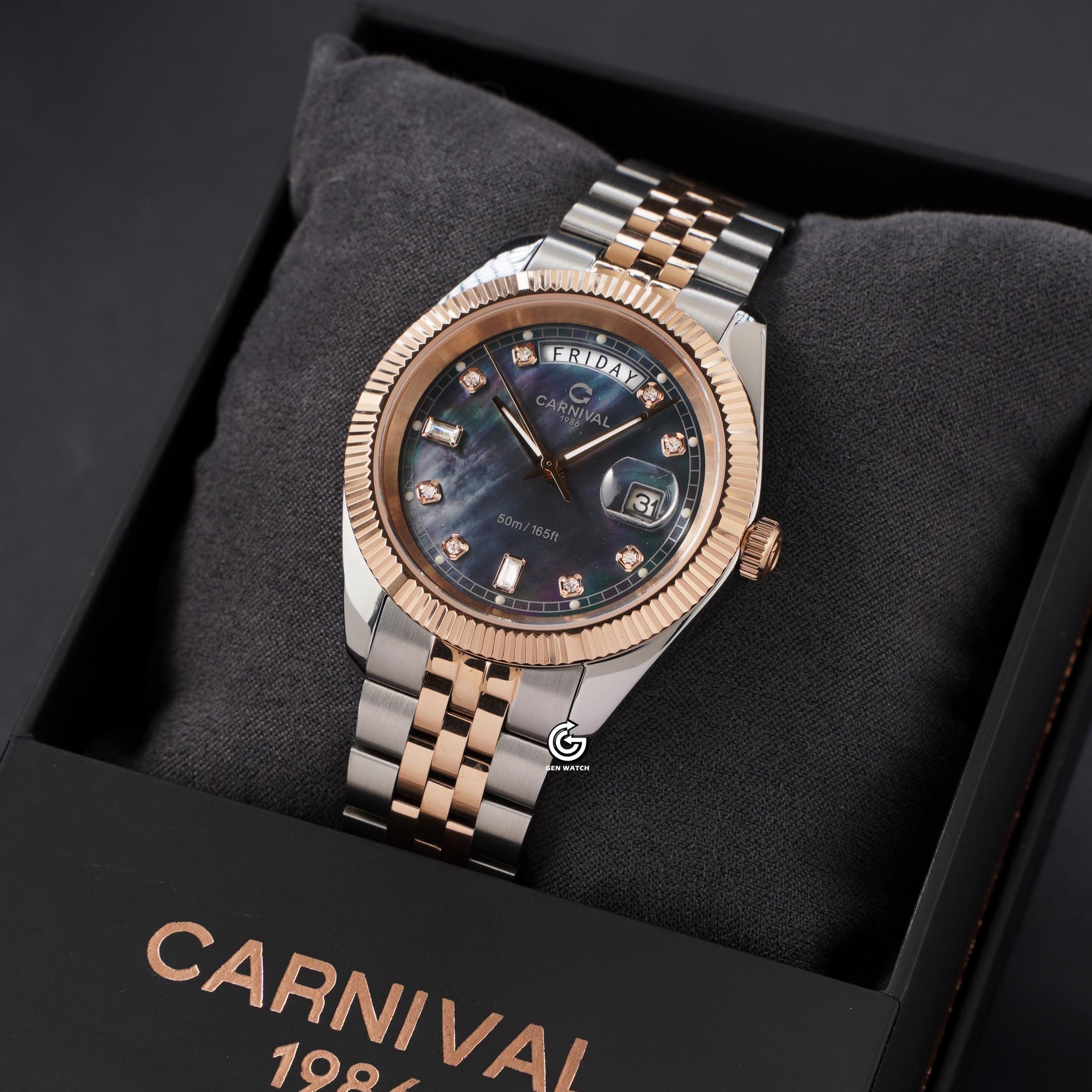 ĐỒNG HỒ NAM CARNIVAL 8190G CH DK QUARTZ 40MM ( XÀ CỪ ĐEN )