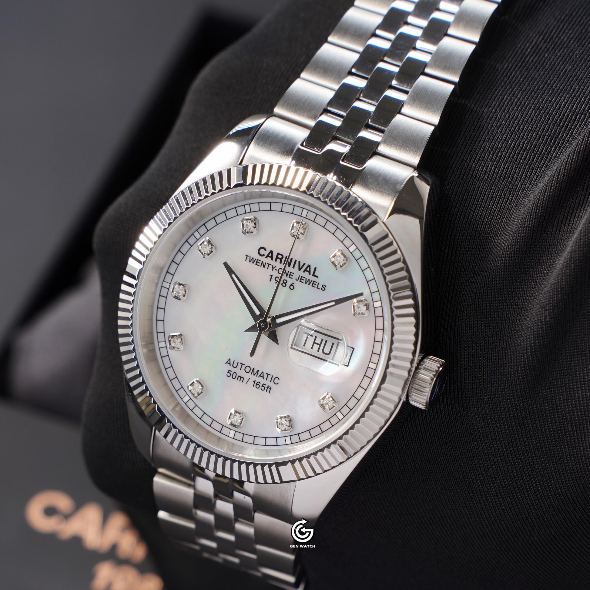 ĐỒNG HỒ NAM CARNIVAL 8131G VT TK AUTOMATIC 40MM ( XÀ CỪ TRẮNG )