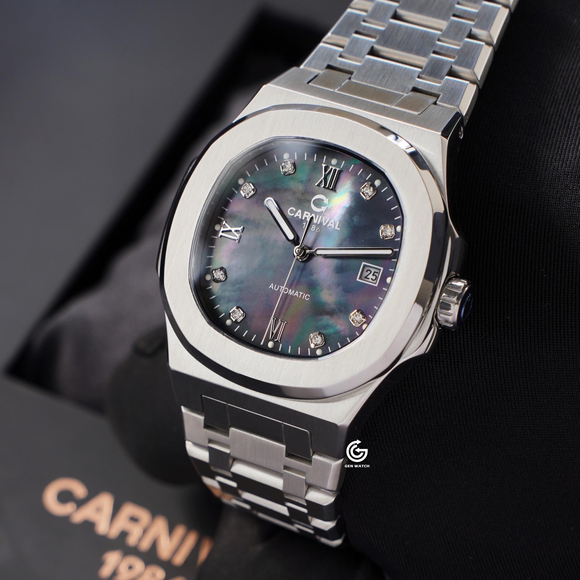 ĐỒNG HỒ NAM CARNIVAL 8160G VT DK AUTOMATIC 41MM ( XÀ CỪ ĐEN )
