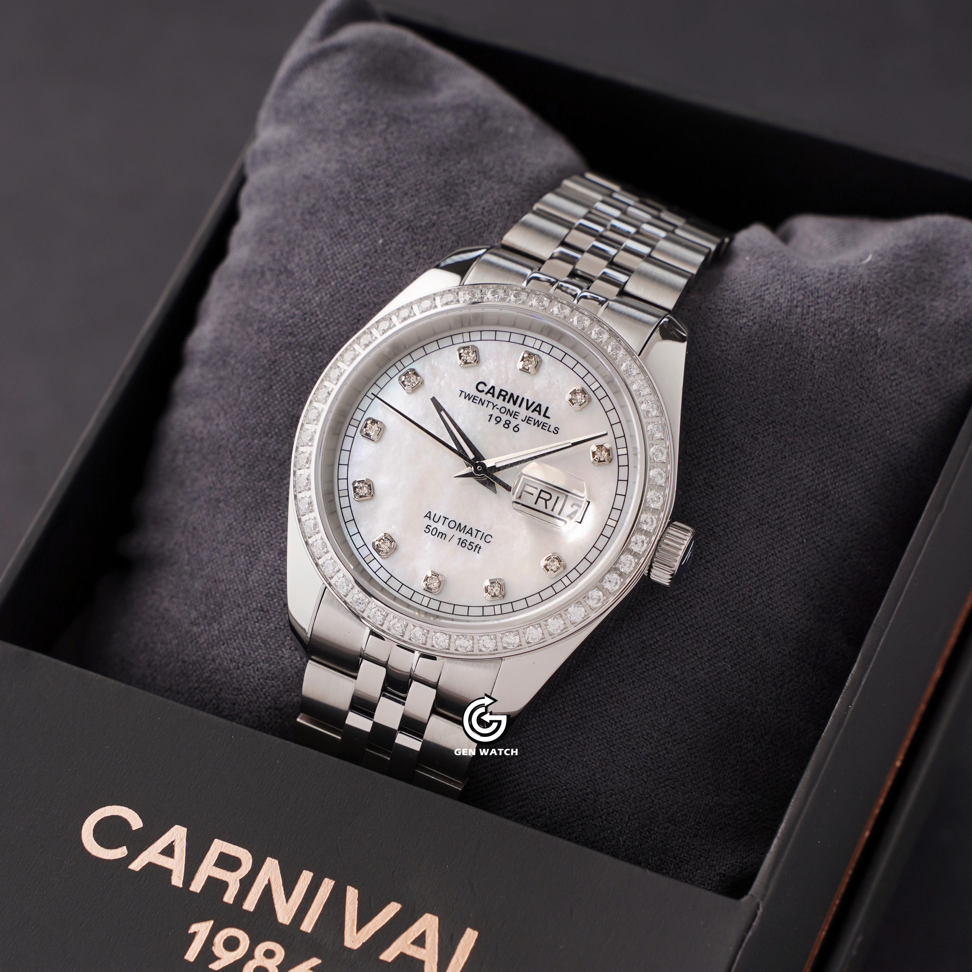 ĐỒNG HỒ NAM CARNIVAL 8131G2 VT TK AUTOMATIC 41MM ( XÀ CỪ TRẮNG )