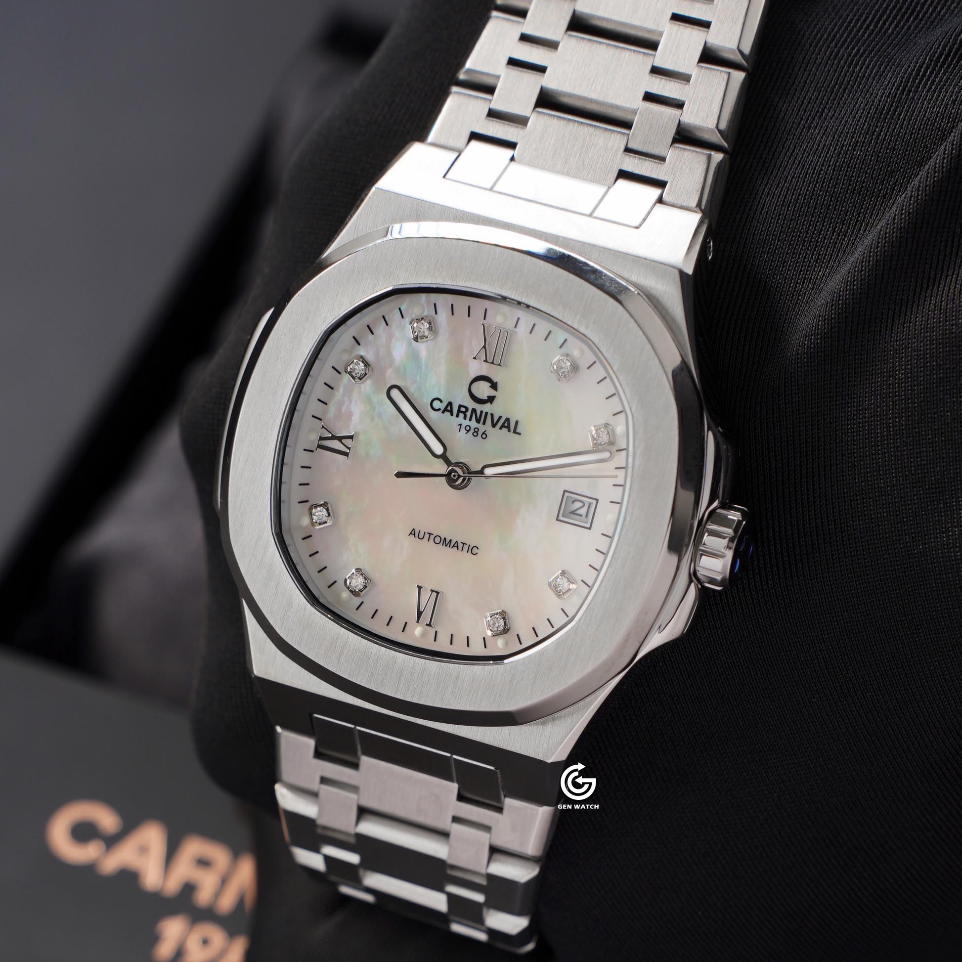 ĐỒNG HỒ NAM CARNIVAL 8160G VT TK AUTOMATIC 41MM ( XÀ CỪ TRẮNG )