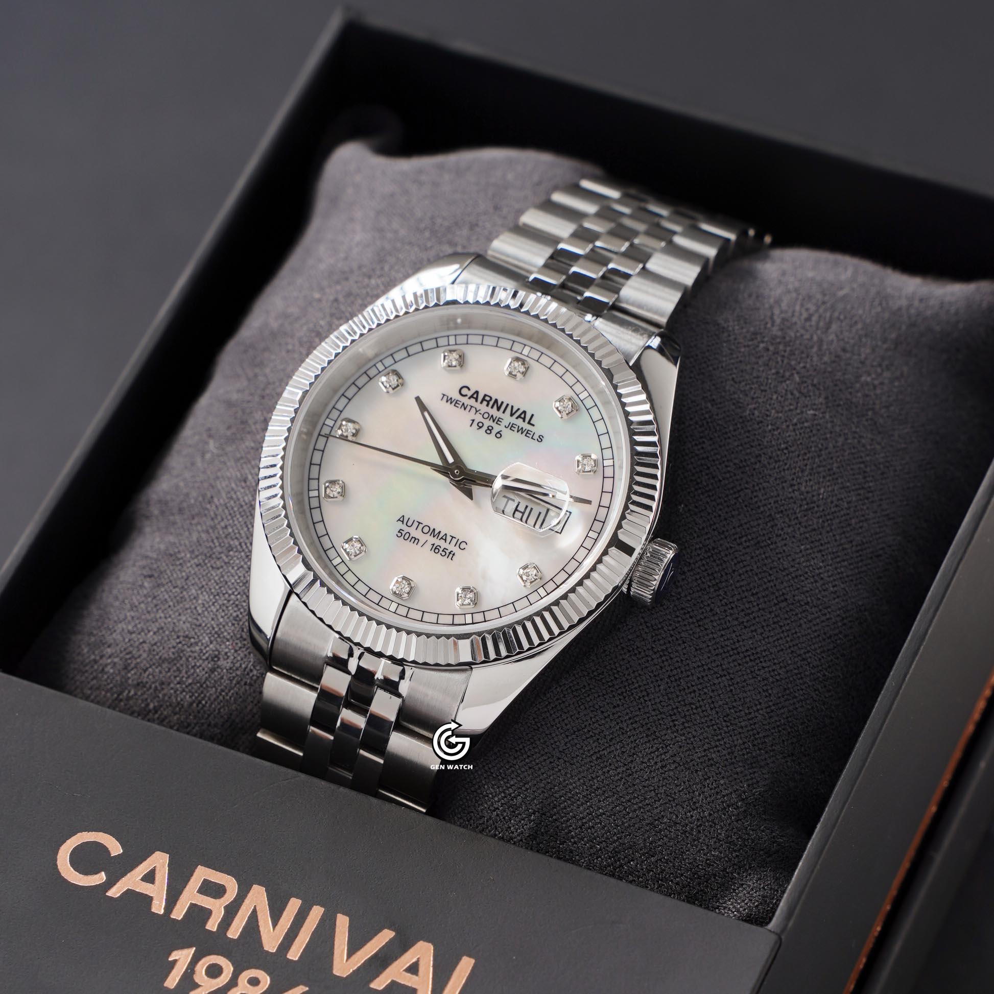ĐỒNG HỒ NAM CARNIVAL 8131G VT TK AUTOMATIC 40MM ( XÀ CỪ TRẮNG )