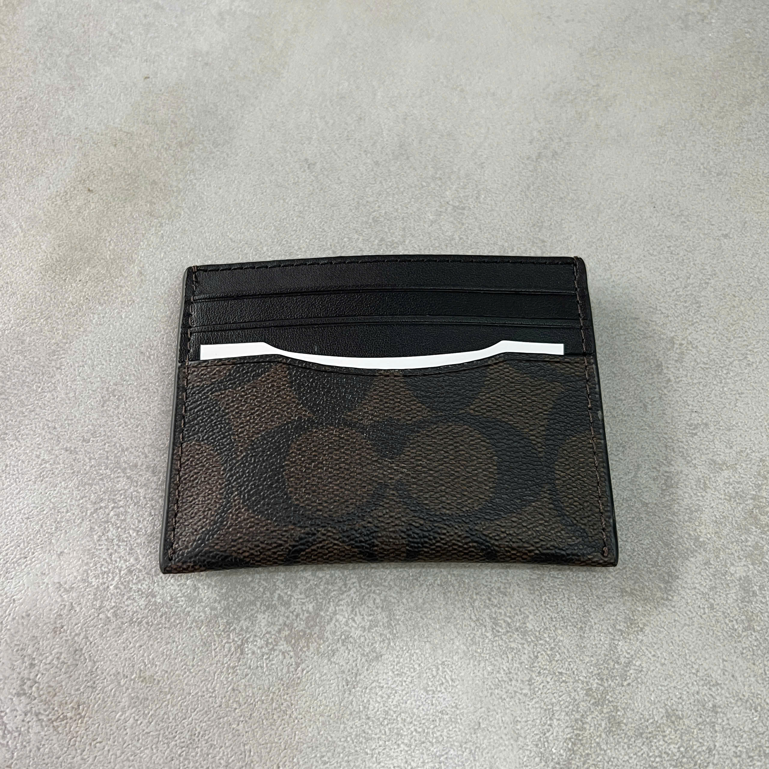 COACH SIGNATURE CANVAS SLIM ID CARD - BROWN