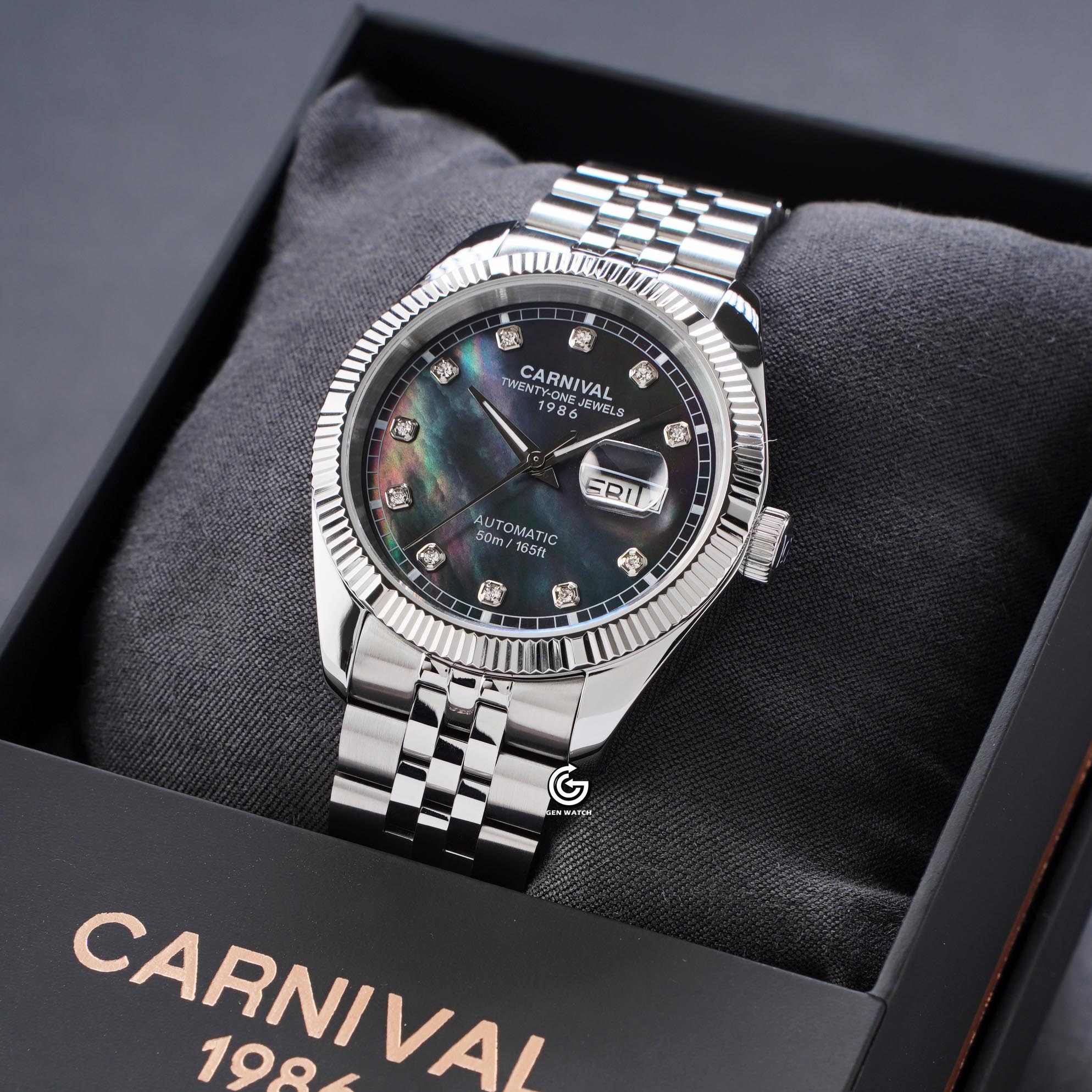 ĐỒNG HỒ NAM CARNIVAL 8131G VT DK AUTOMATIC 40MM ( XÀ CỪ ĐEN )